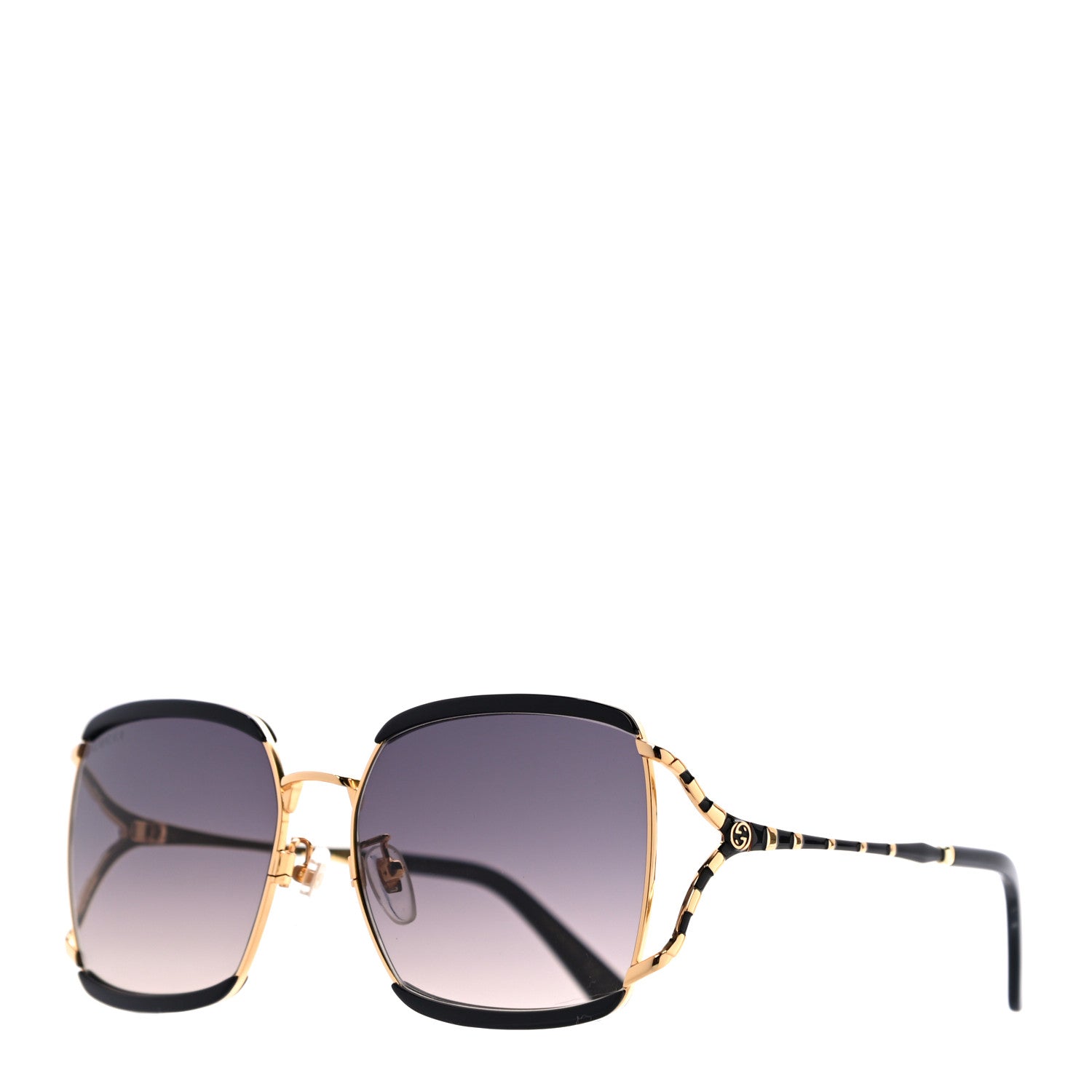 Gucci Metal Square Frame GG0593SK Sunglasses Gold Black 1 of 8