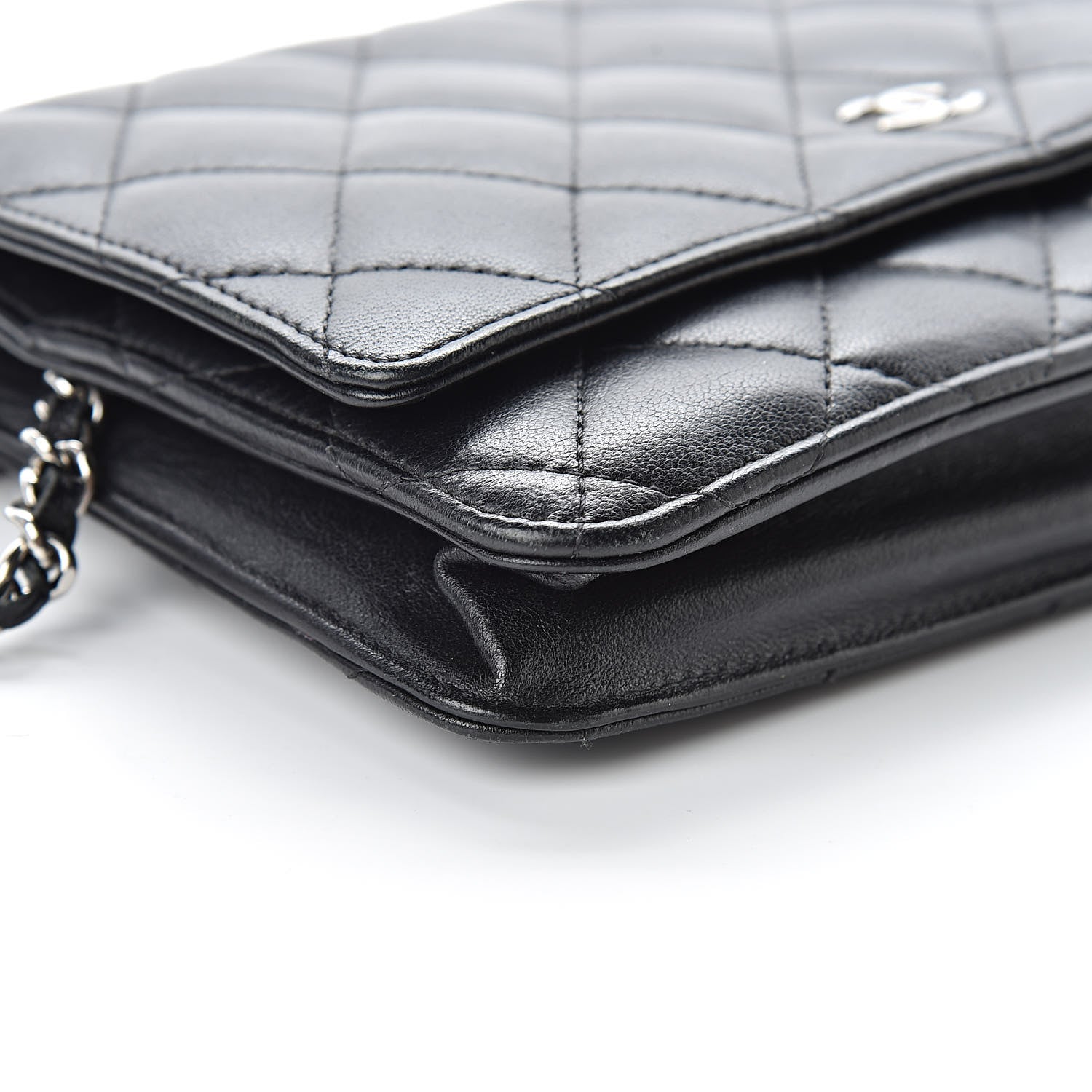 Chanel Lambskin Quilted Wallet On Chain WOC Black 10 of 15
