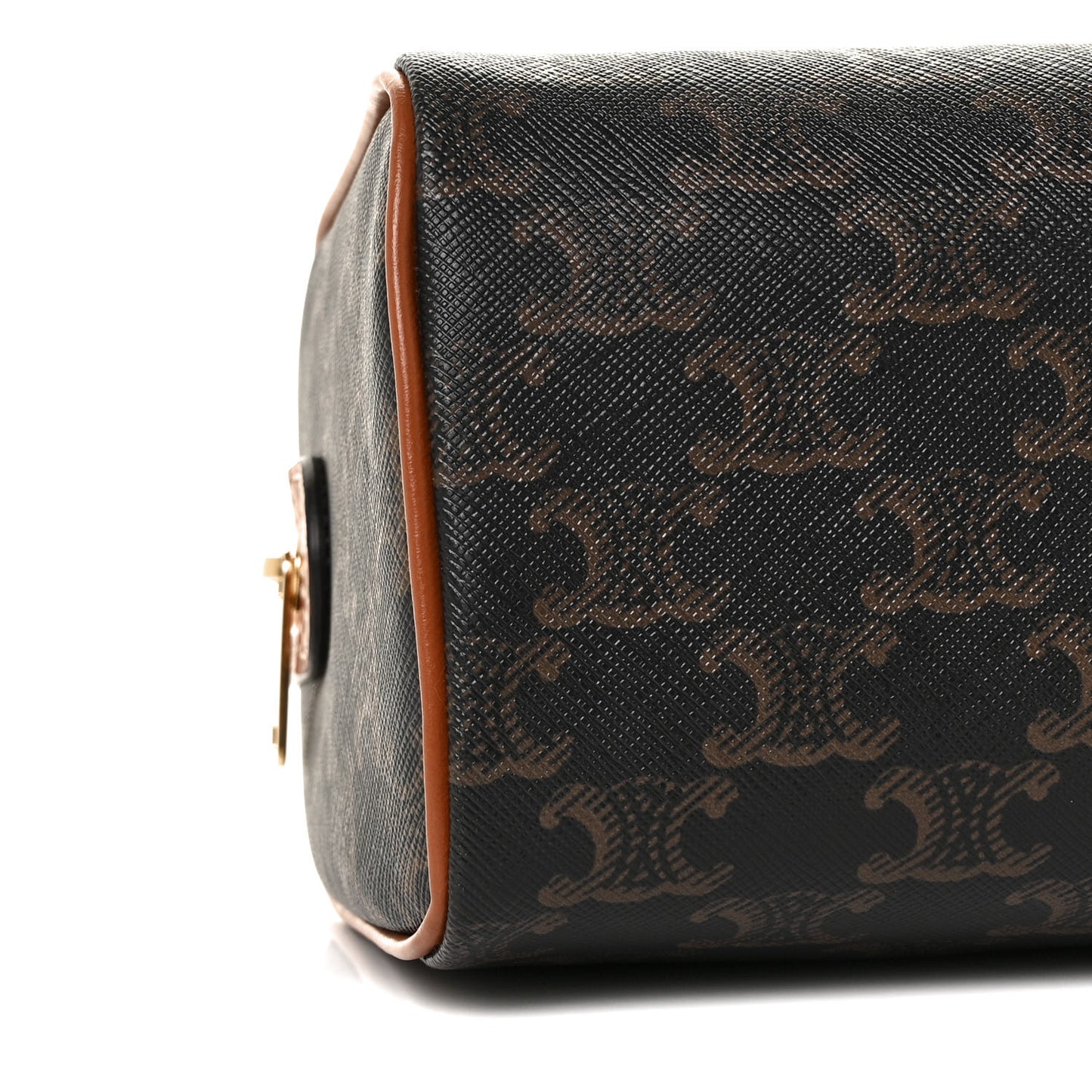 Triomphe Canvas Calfskin Small Boston Bag Tan