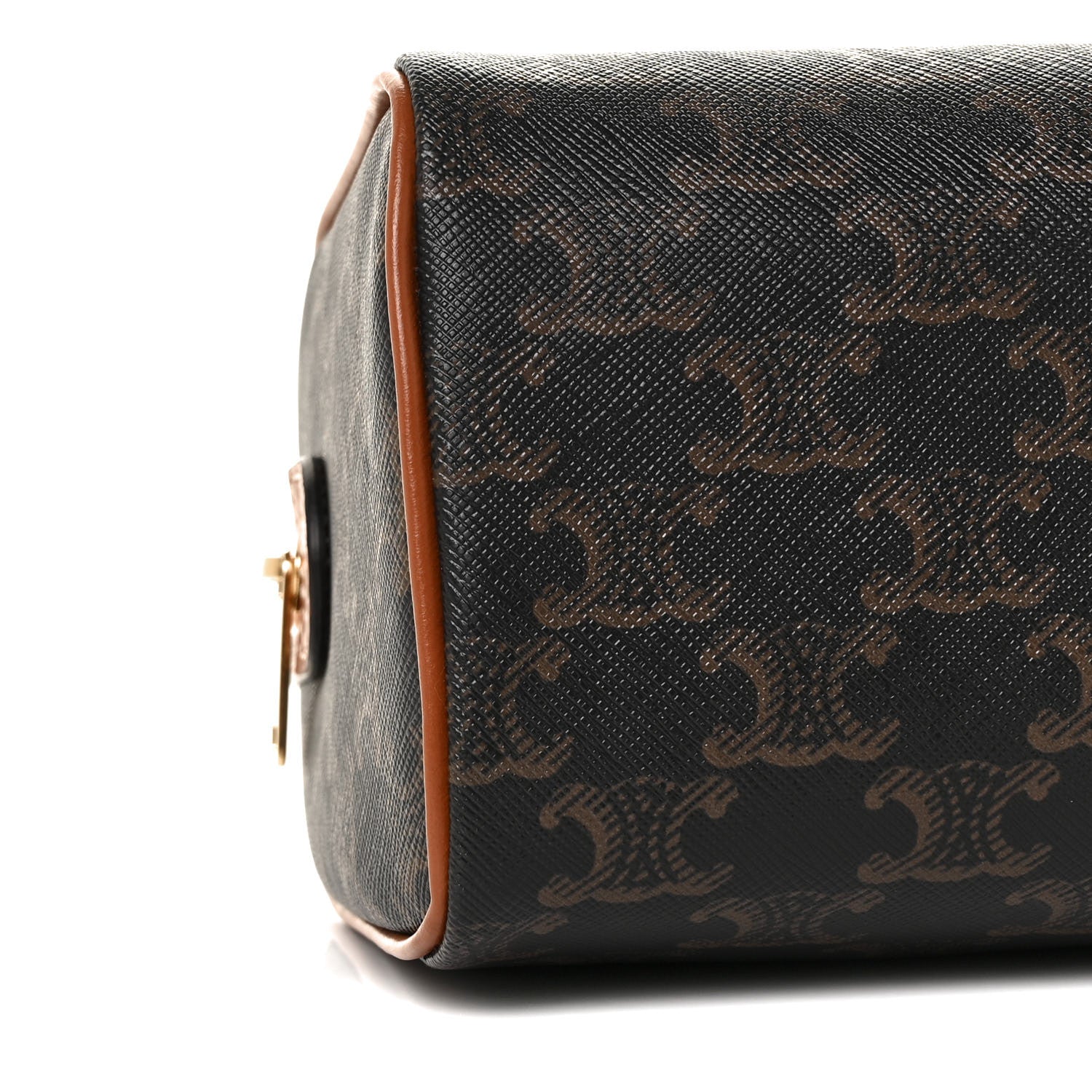 Celine Triomphe Canvas Calfskin Small Boston Bag Tan 7 of 8