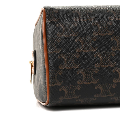 Celine Triomphe Canvas Calfskin Small Boston Bag Tan 7 of 8