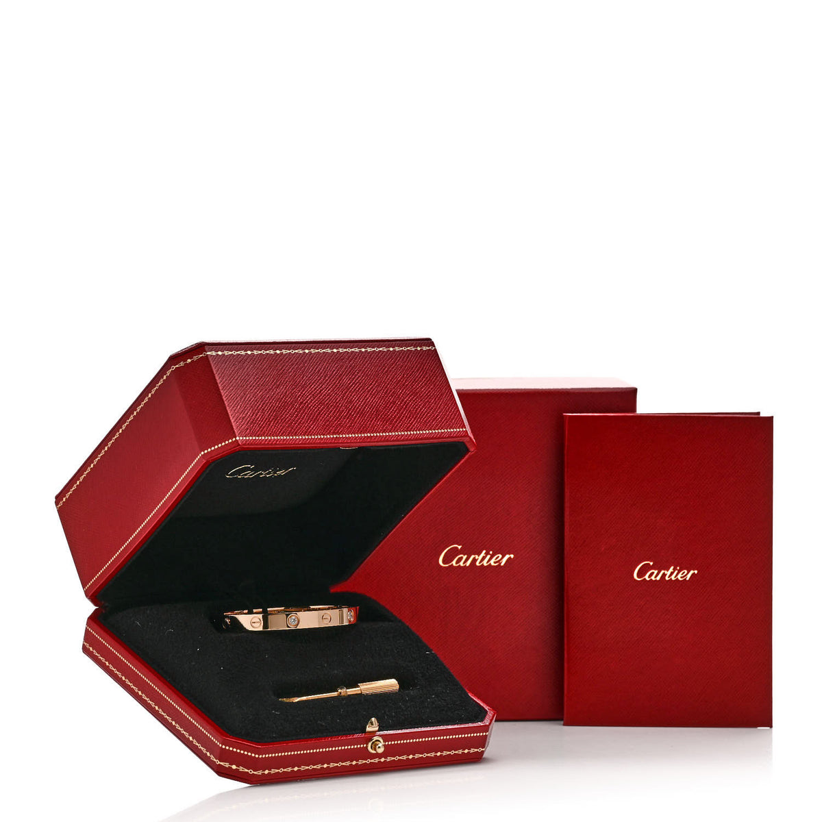 Cartier 18K Pink Gold 4 Diamond LOVE Bracelet 17 9 of 9