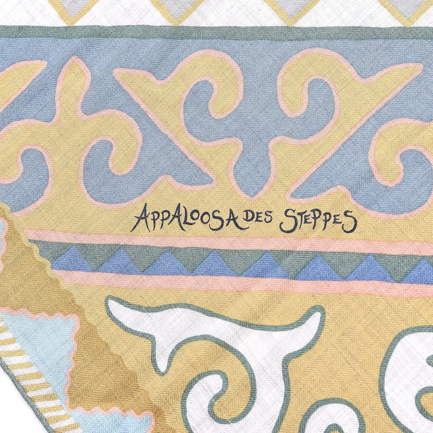 Cashmere Silk Appaloosa Des Steppes Shawl 140 Gris Chine Bleu Rosi