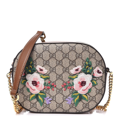 Gucci GG Supreme Monogram Floral Garden Embroidered Mini Chain Shoulder Bag Beige Tuscany 1 of 10