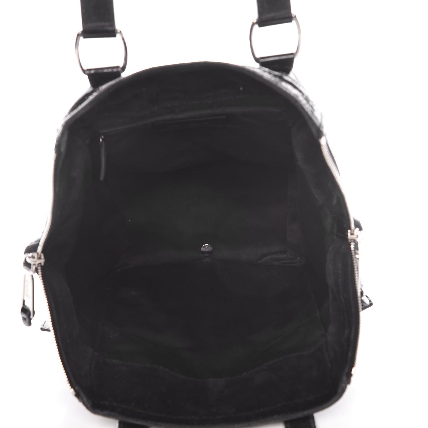 Patent Crocodile Embossed Small Downtown Tote Black