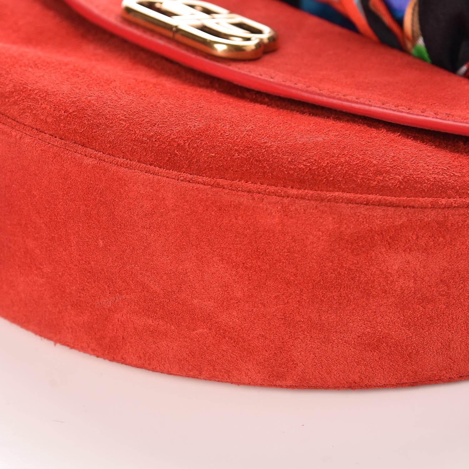 Balenciaga Suede Opera Clutch Bag Red 6 of 8