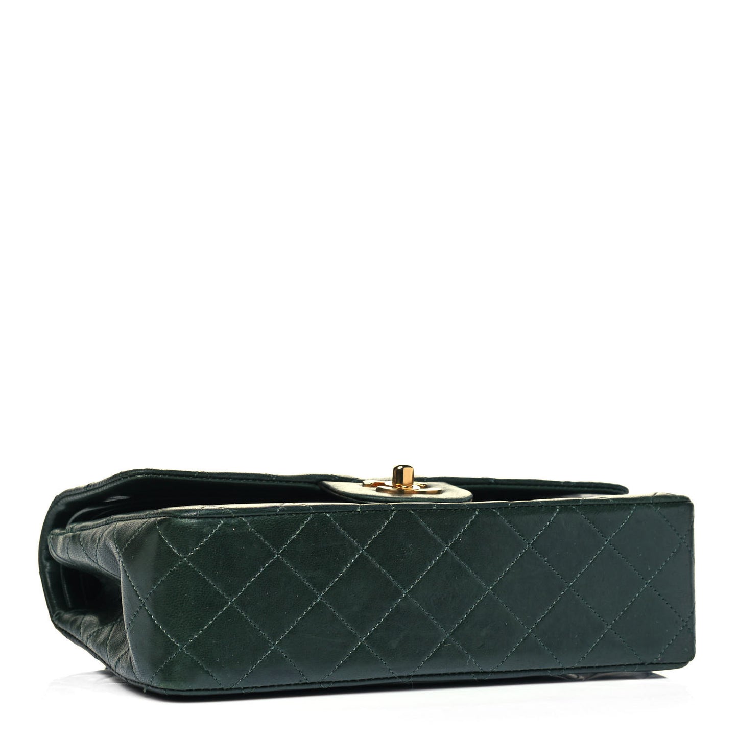 Lambskin Quilted Small Double Flap Green