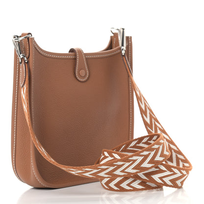 Hermes Taurillon Clemence Allegro Evelyne TPM Gold Cornaline White 3 of 9