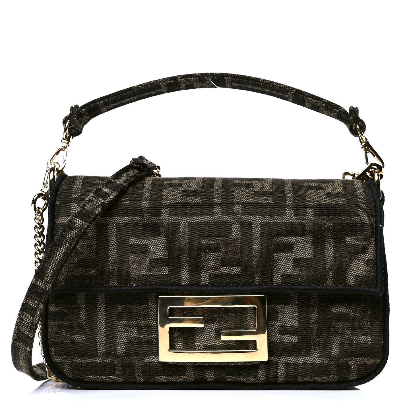 Fabric Jacquard FF 1974 Mini Baguette Tobacco Moro Black