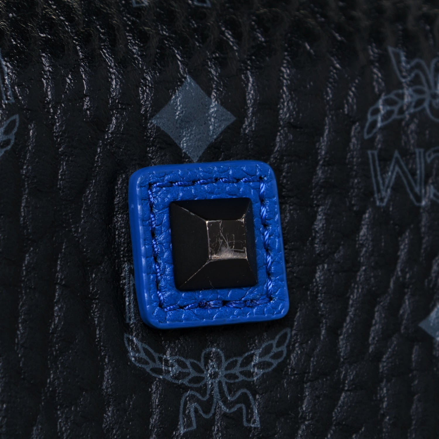 MCM Metallic Visetos Medium Kira Shopper Tote Black Blue 11 of 14