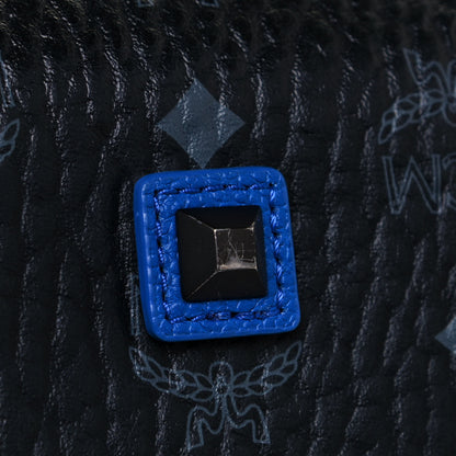 MCM Metallic Visetos Medium Kira Shopper Tote Black Blue 11 of 14