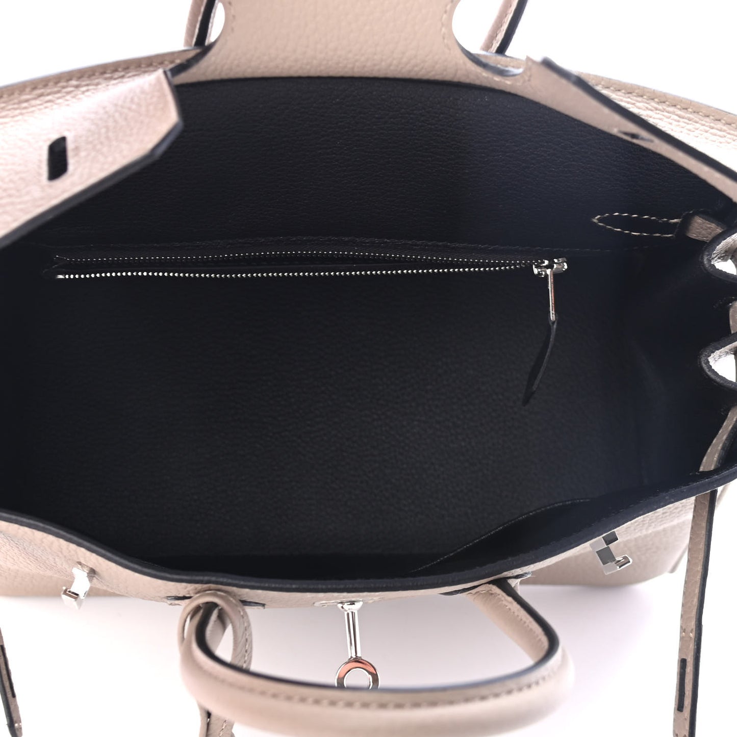 Togo Horseshoe Birkin 25 Gris Tourterelle Black