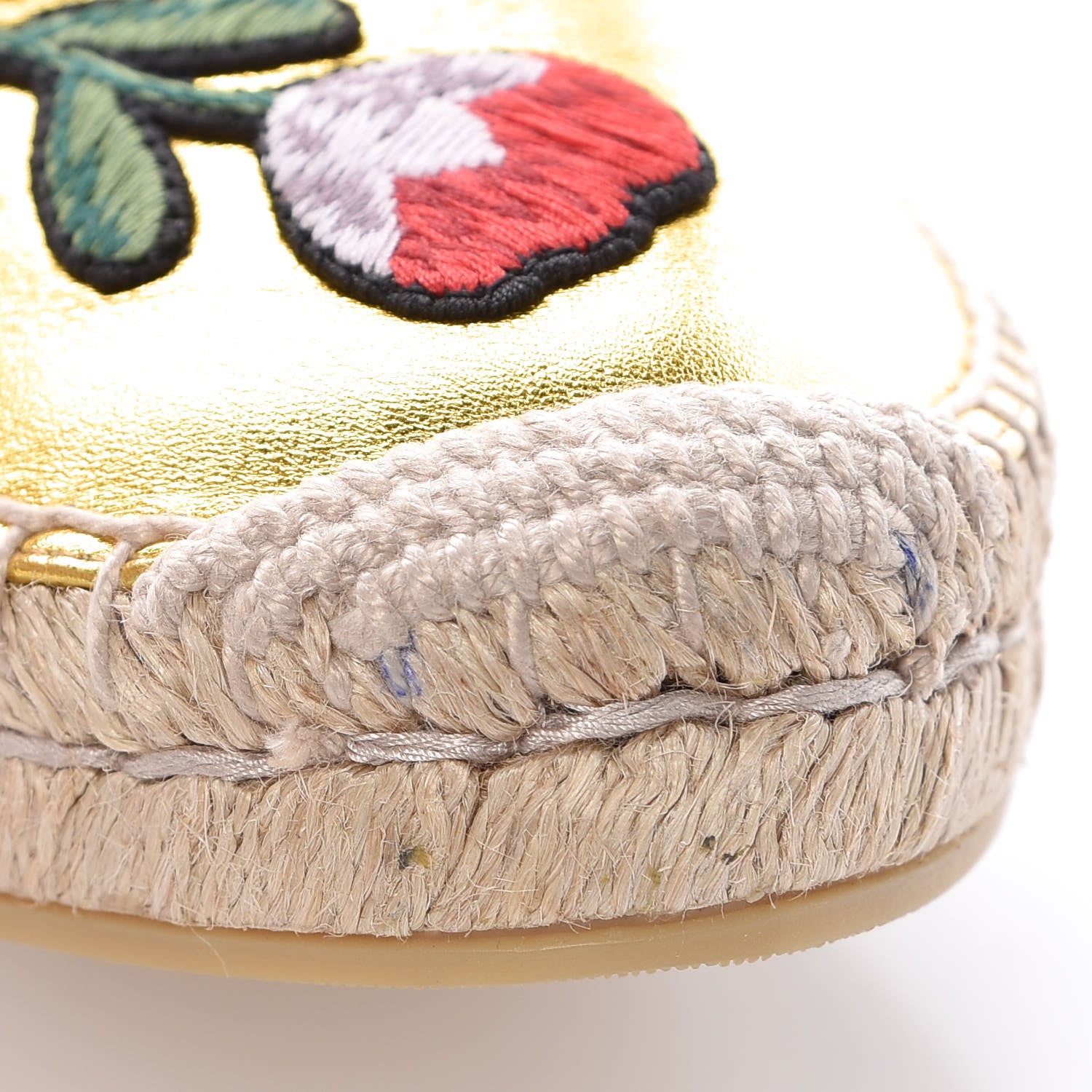 Gucci Metallic Nappa Ophelia Espadrilles 37.5 Gold 11 of 11