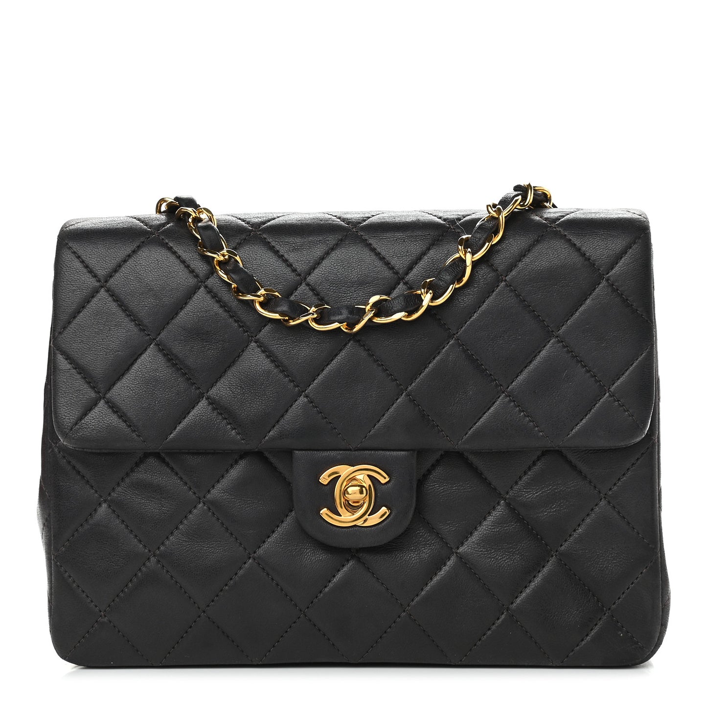 Lambskin Quilted Small Single Flap Black