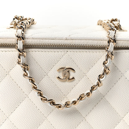 Chanel Caviar Quilted Small Vanity Case With Chain White 8 of 10