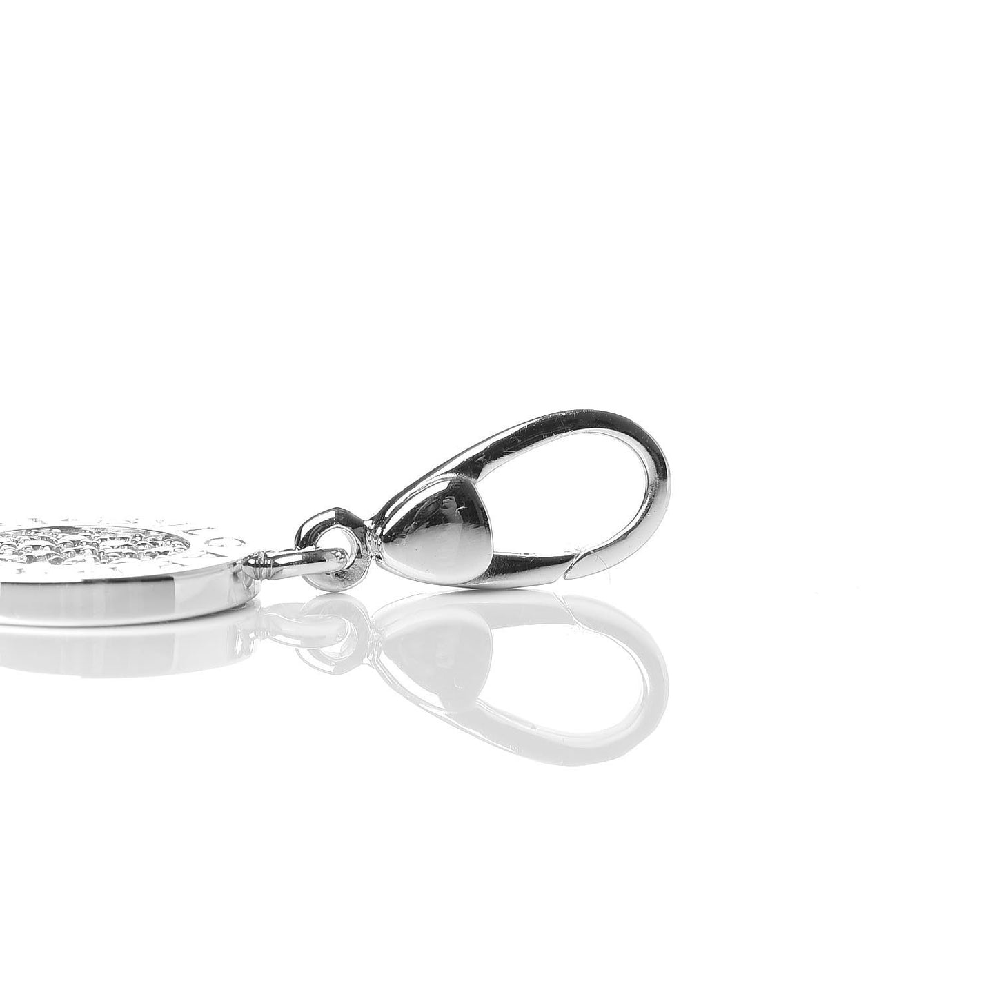 BVLGARI 18K White Gold Diamond Disc Charm Pendant