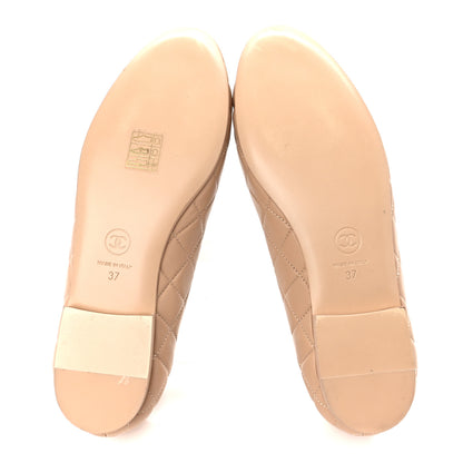 Chanel Lambskin Quilted CC Ballerina Flats 37 Light Beige 5 of 8