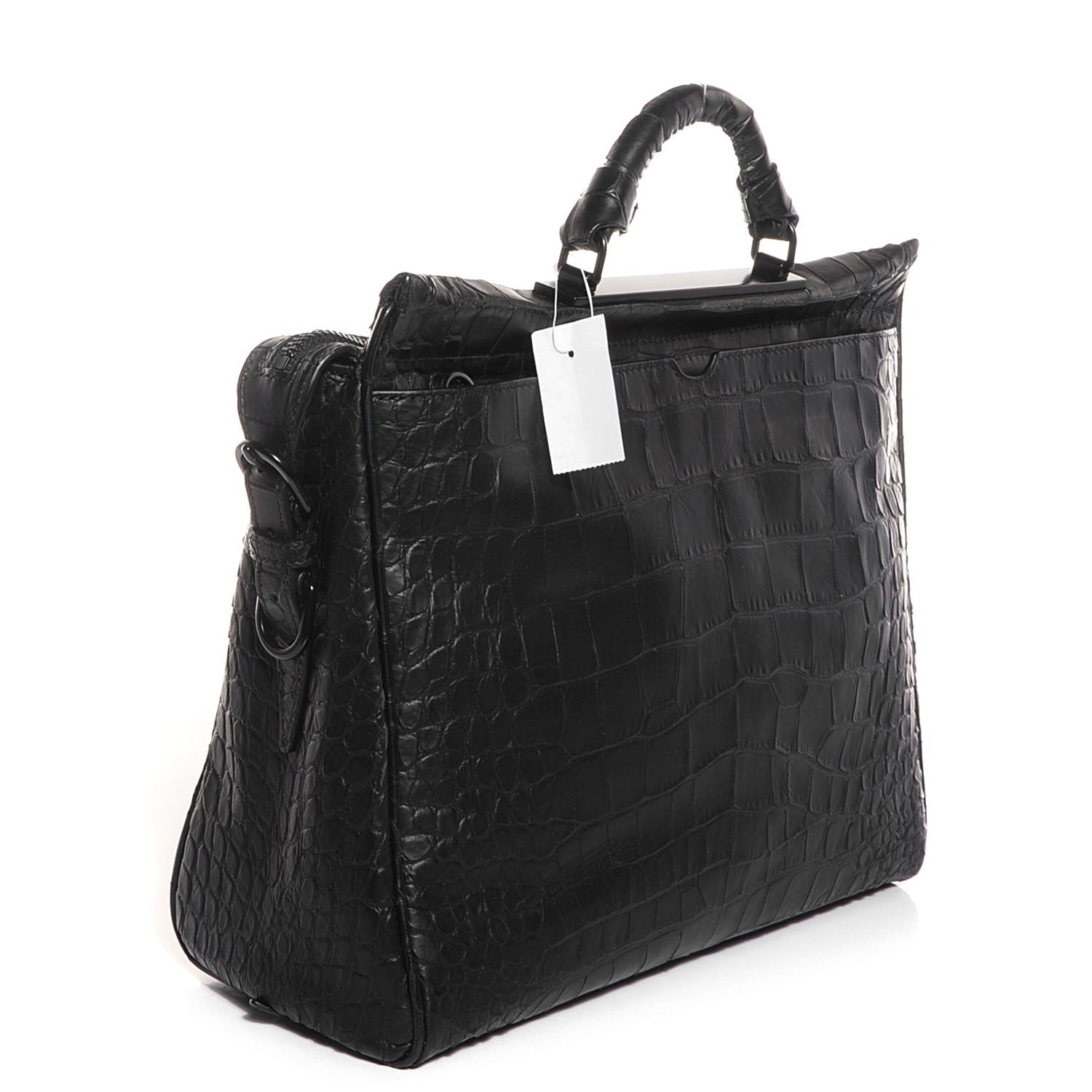 3.1 Phillip Lim 3.1 Crocodile Embossed Large Ryder Satchel Black 3 of 10