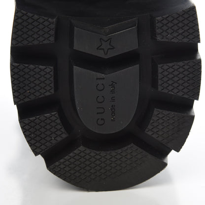 Gucci Calfskin Embroidered Lace Up Combat Ankle Boots 36.5 Black 6 of 8