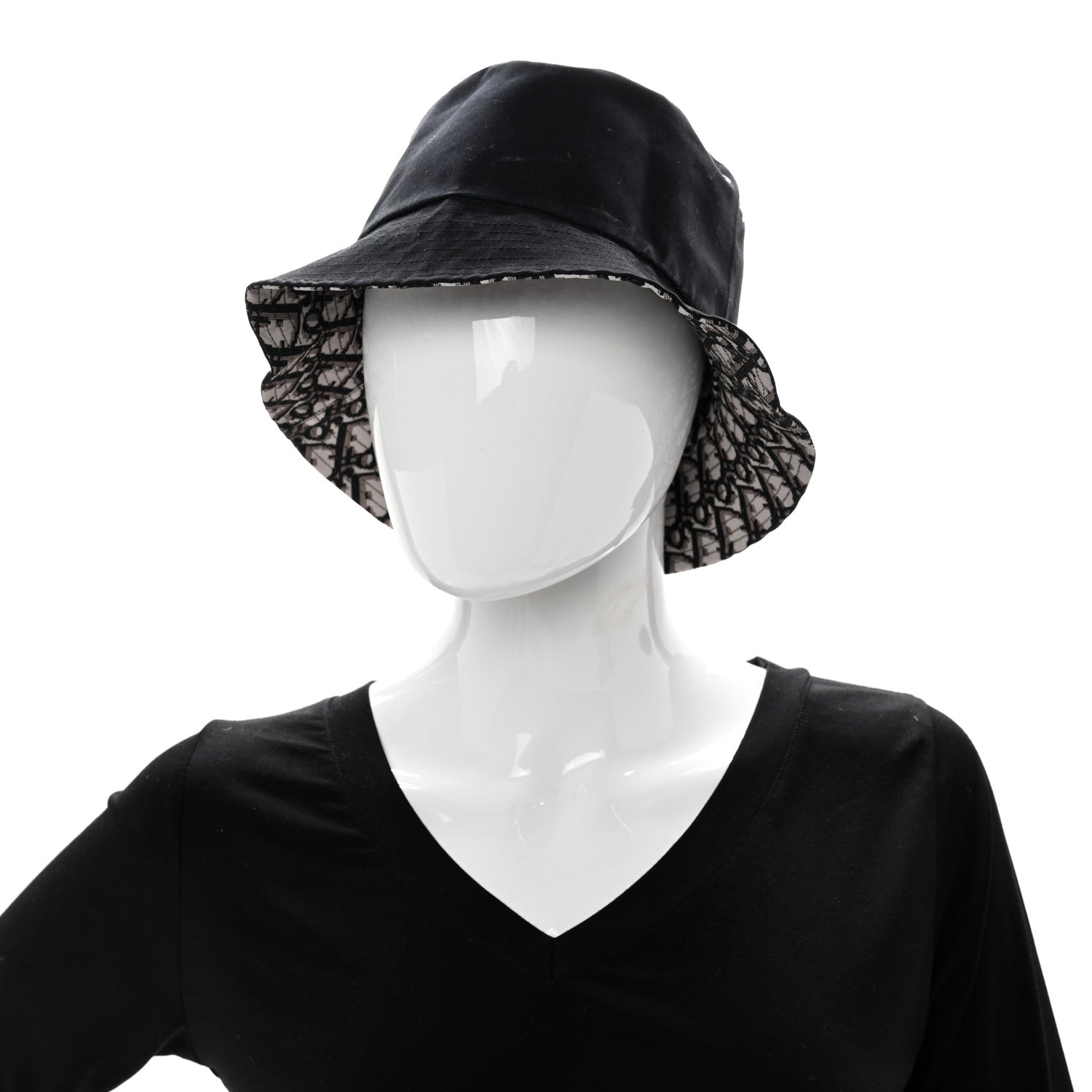 Christian Dior Oblique Reversible Teddy-D Brim Bucket Hat 58 Black 3 of 14