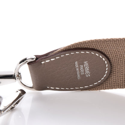 Hermes Toile Taurillon Clemence Shoulder Strap Etoupe 5 of 5