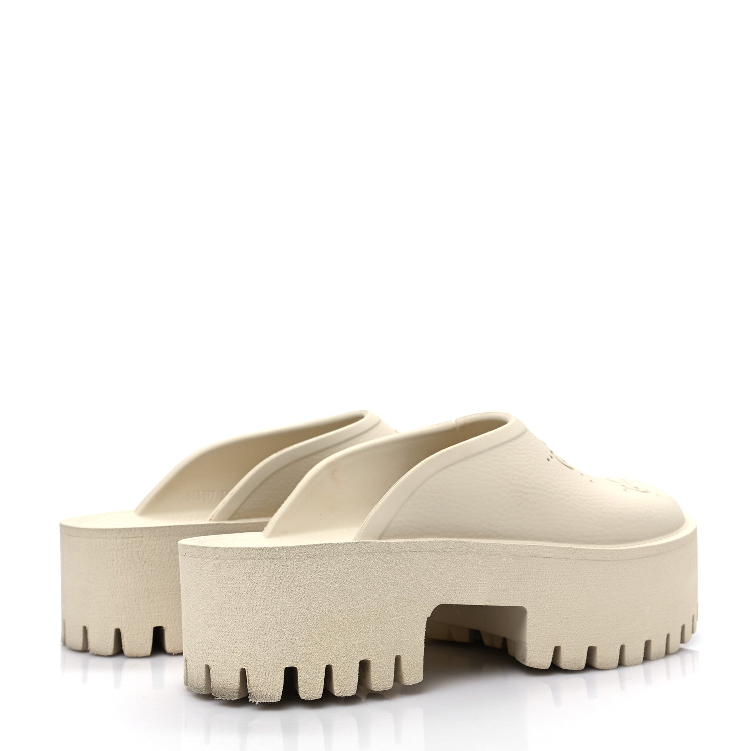 Gucci Rubber GG Monogram Perforated Elea Platform 55mm Lug Sole Sandals 37 Mystic White 4 of 10