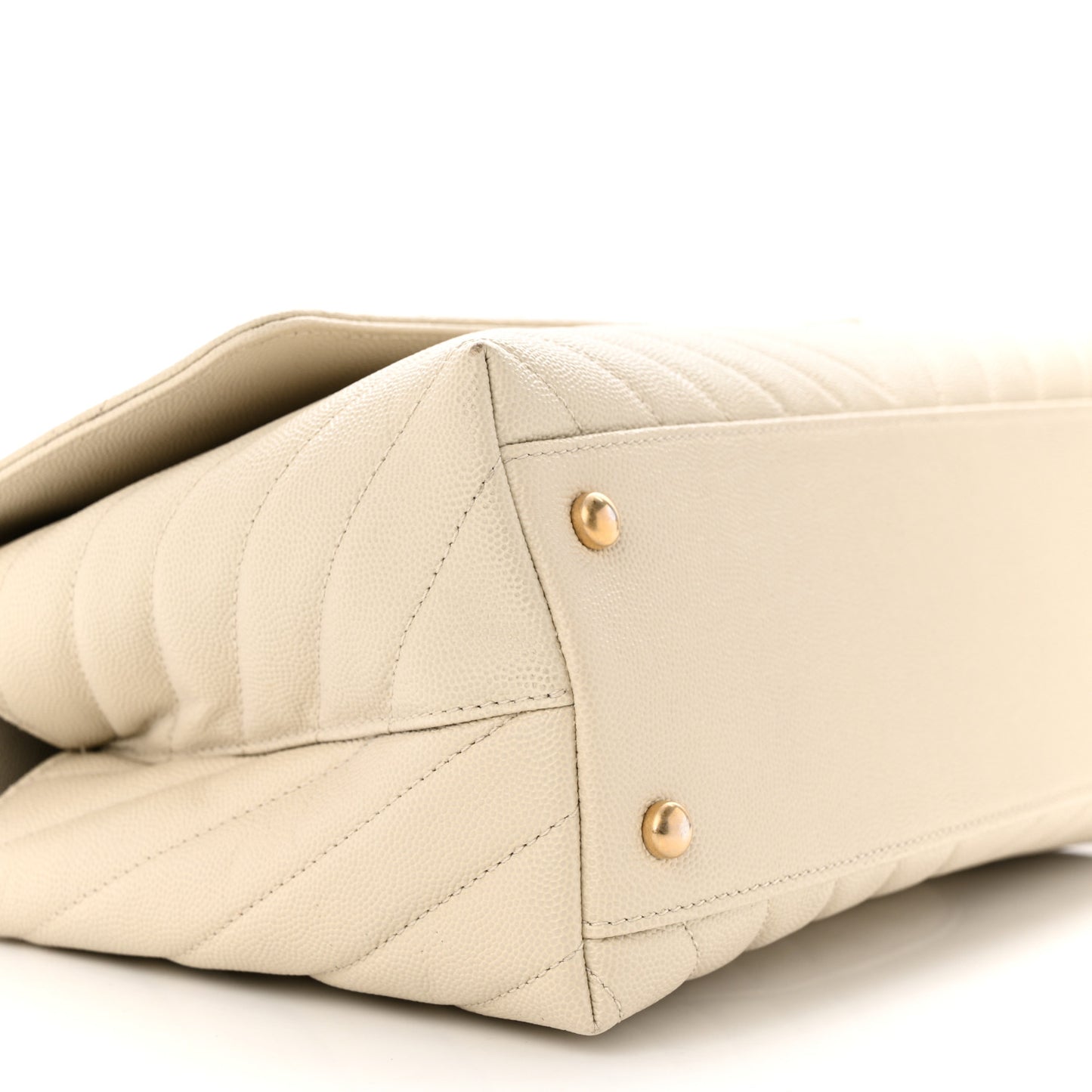 Caviar Lizard Chevron Quilted Small Coco Handle Flap Ivory