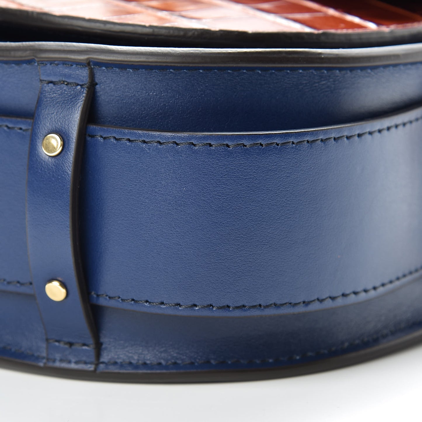 Calfskin Crocodile Embossed Small Tess Bag Blue