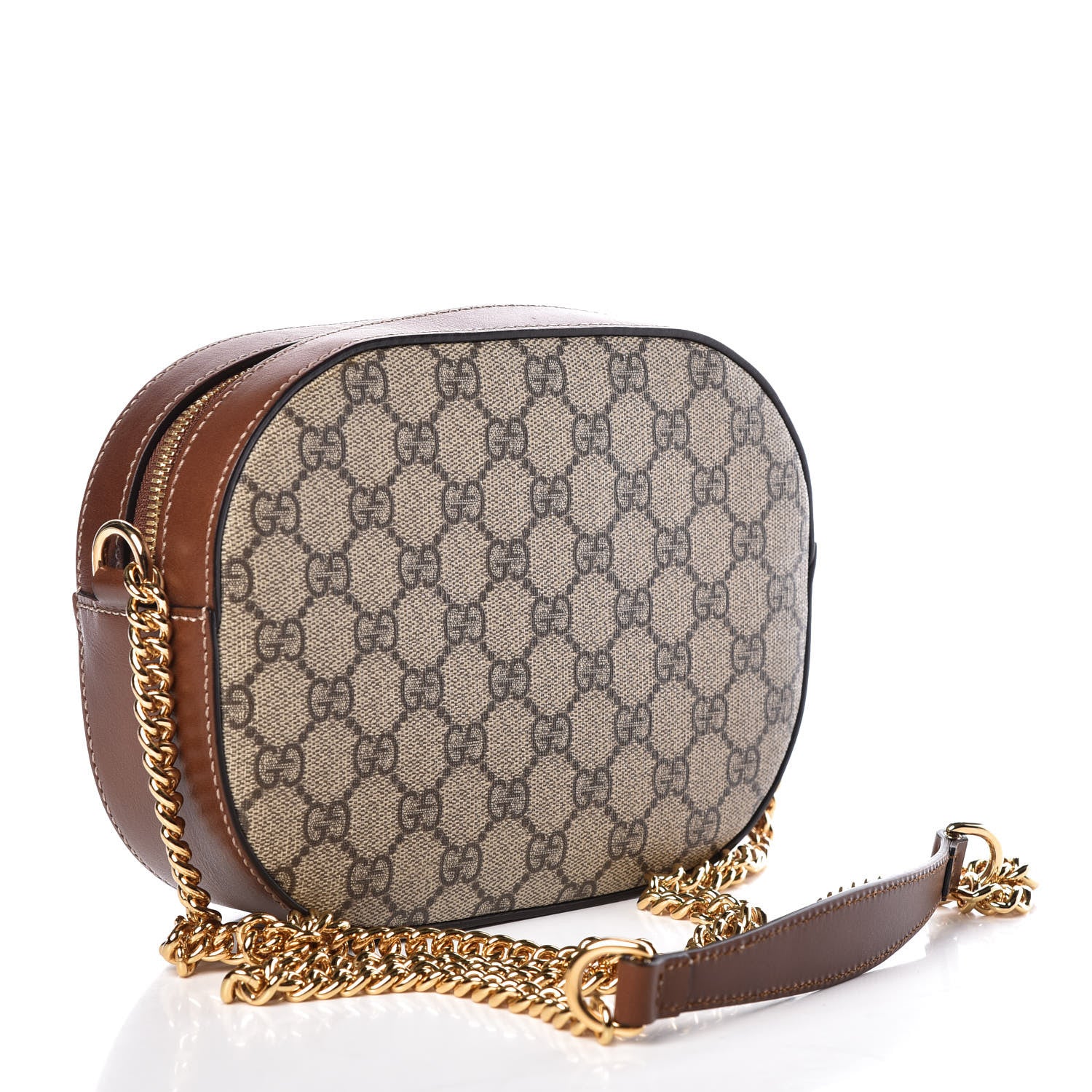 Gucci GG Supreme Monogram Cuoio Toscano Mini Chain Shoulder Bag Beige Ebony Cuir 3 of 9