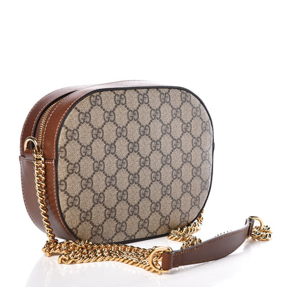 Gucci GG Supreme Monogram Cuoio Toscano Mini Chain Shoulder Bag Beige Ebony Cuir 3 of 9