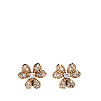 Van Cleef & Arpels 18K Yellow Gold Diamond Mini Frivole Pave Earrings 1 of 6