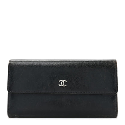 Chanel Caviar Sevruga Long Flap Wallet Navy 1 of 18