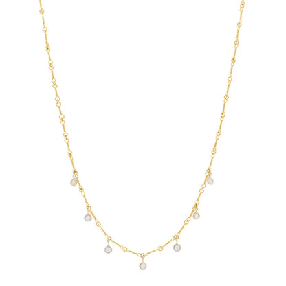 Roberto Coin 18K Yellow White Gold Diamonds by the Inch Dog Bone Chain Dangle Necklace 1 of 4