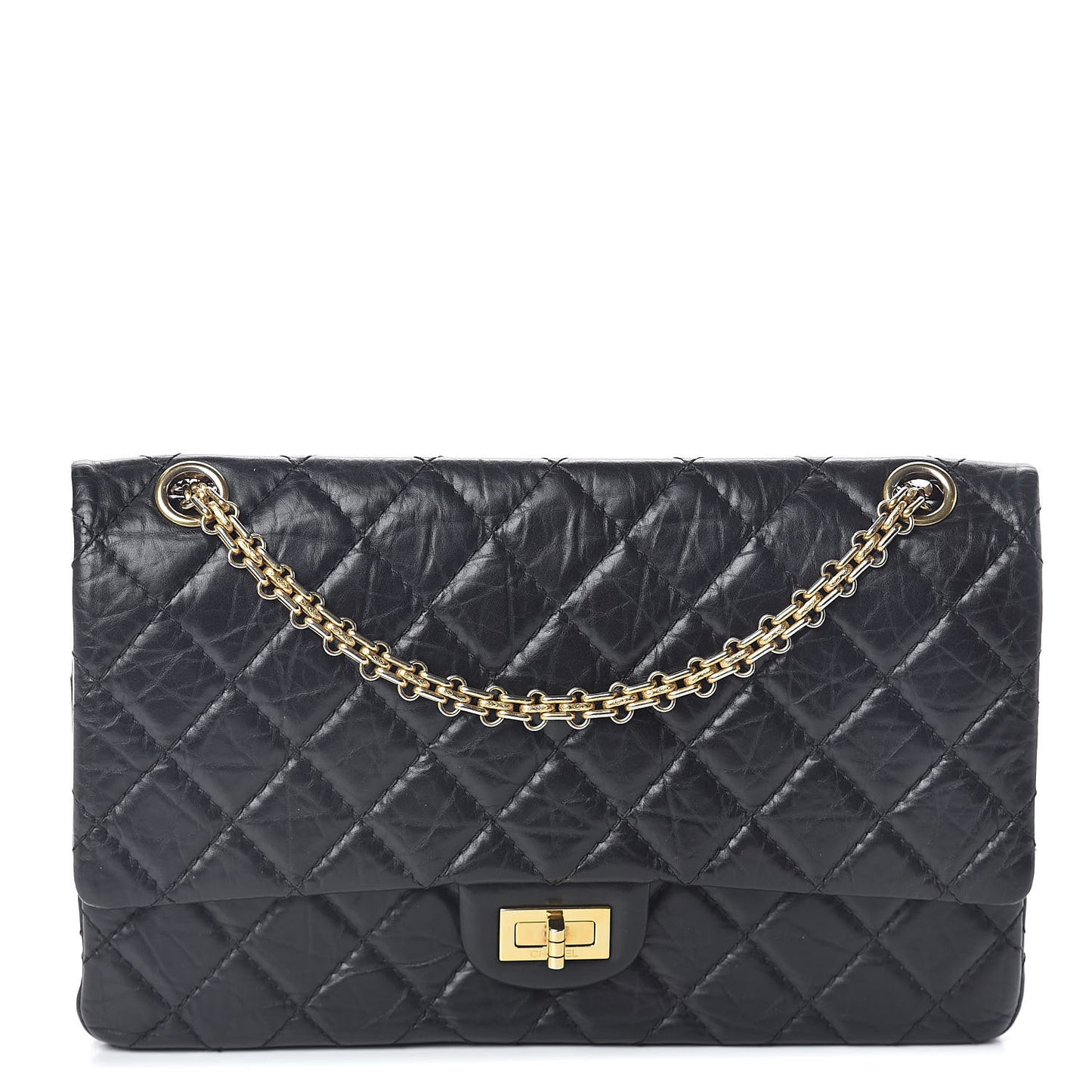 Aged Calfskin Quilted 2.55 Reissue 226 Flap Black