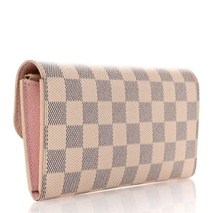 Louis Vuitton Damier Azur Emilie Wallet Rose Ballerine 3 of 9