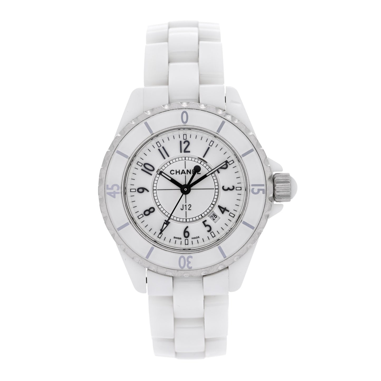 Stainless Steel Ceramic 33mm J12 Quartz Watch White