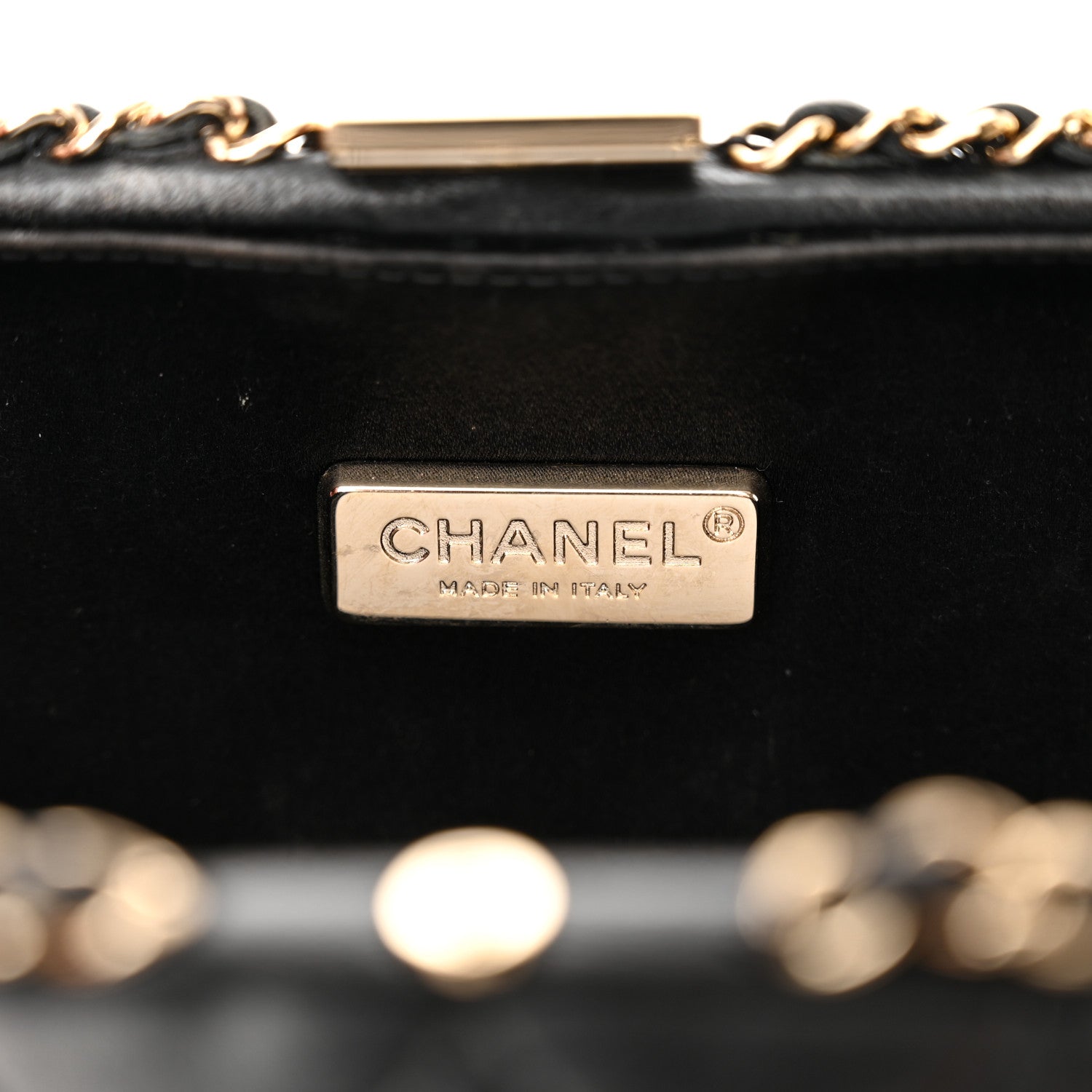 Chanel Lambskin Quilted Pearl Crystal Chain Around Clutch Black 6 of 20