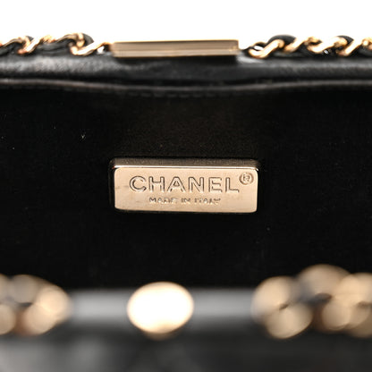 Chanel Lambskin Quilted Pearl Crystal Chain Around Clutch Black 6 of 20