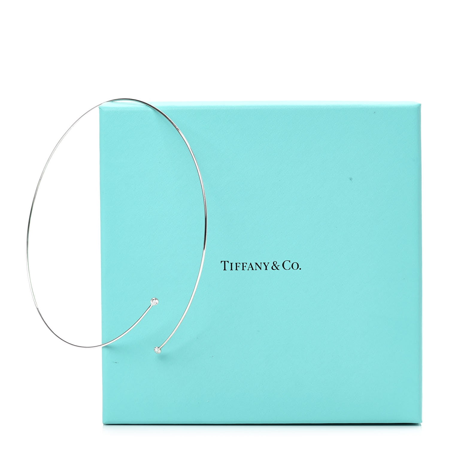 Tiffany Sterling Silver Diamond .23ctw Elsa Peretti Hoop Necklace 5 of 5