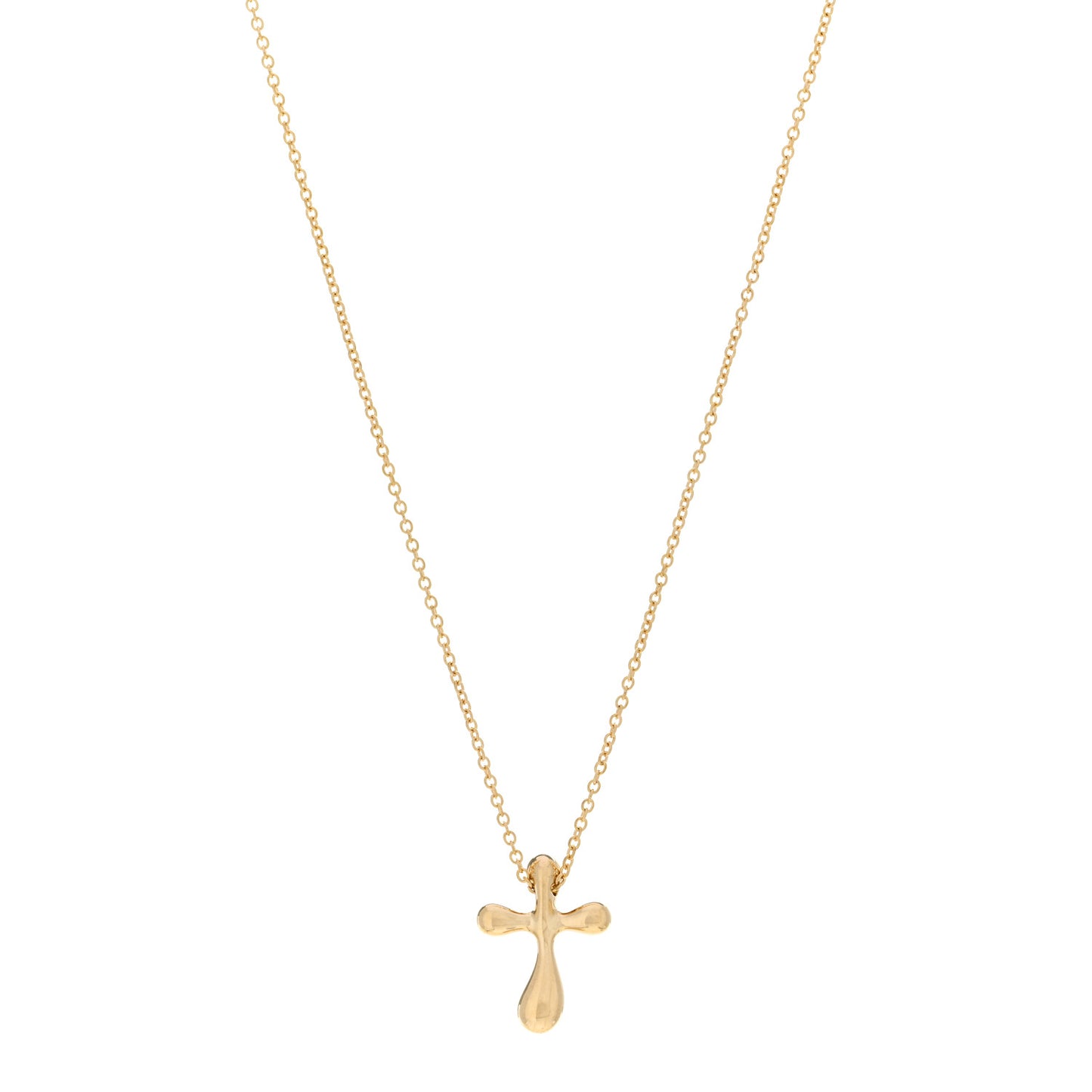 18K Yellow Gold 12mm Elsa Peretti Cross Pendant Necklace