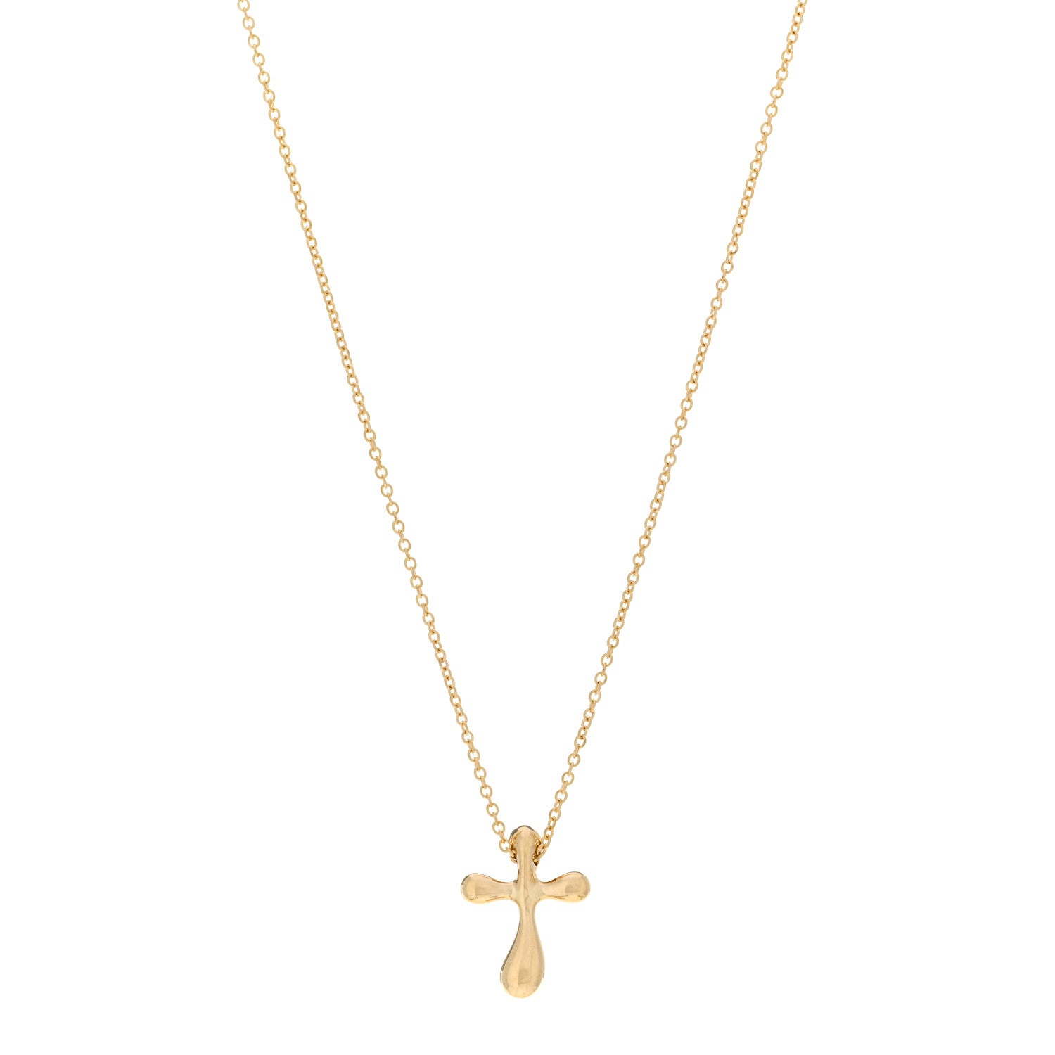 Tiffany 18K Yellow Gold 12mm Elsa Peretti Cross Pendant Necklace 1 of 4