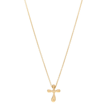Tiffany 18K Yellow Gold 12mm Elsa Peretti Cross Pendant Necklace 1 of 4