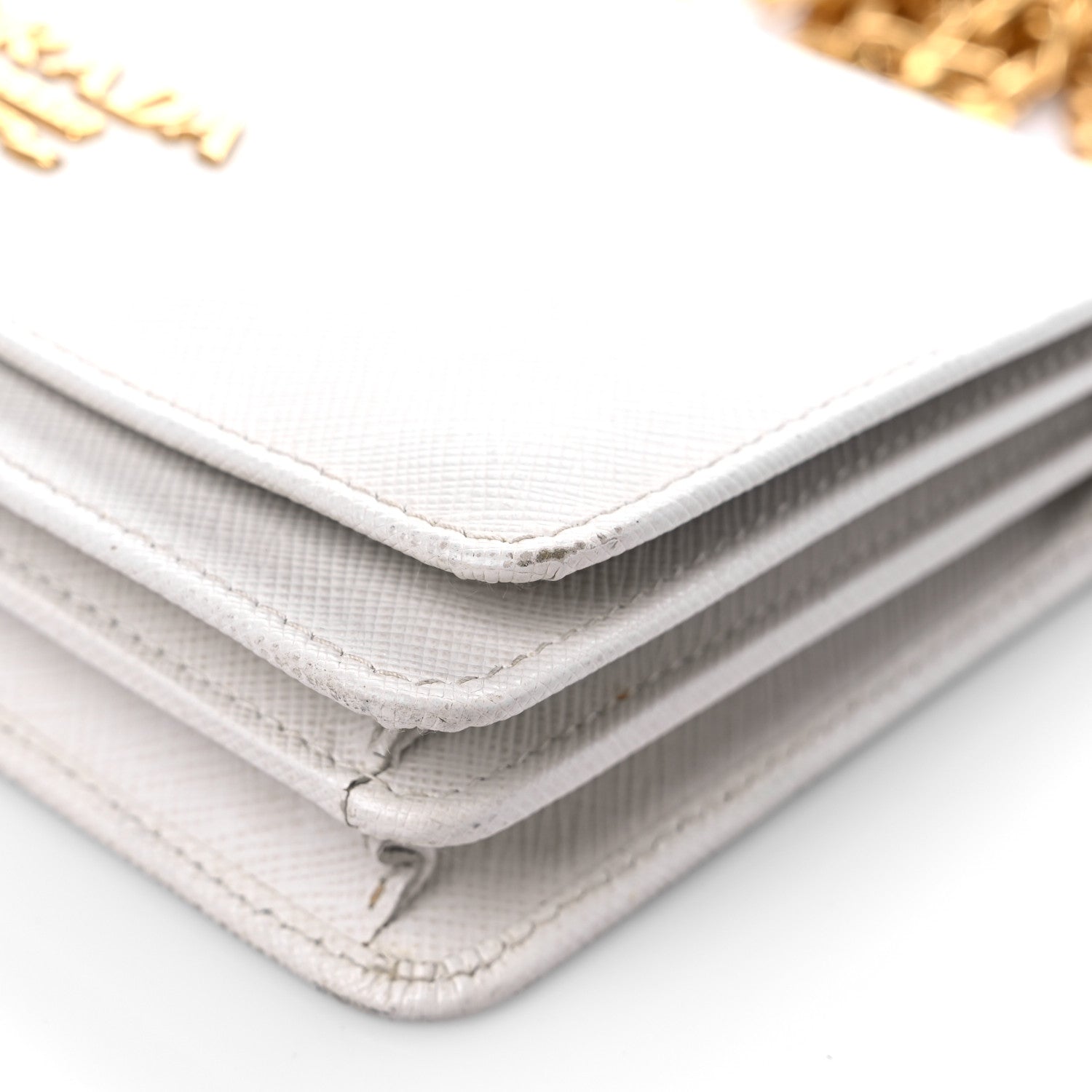 Prada Saffiano Lux Chain Wallet White 8 of 17