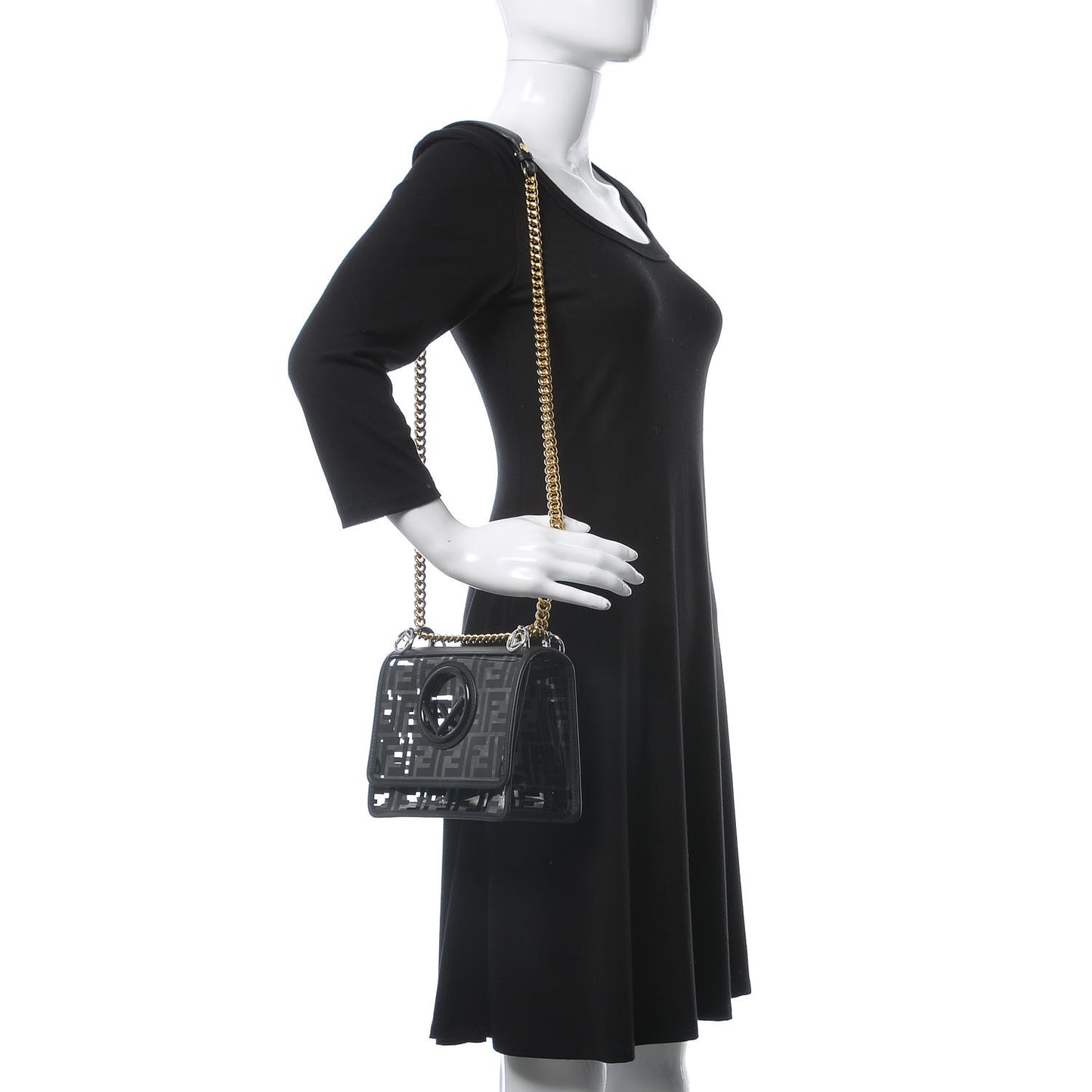 TPU FF Vitello Century F is Fendi Small Kan I Shoulder Bag Black