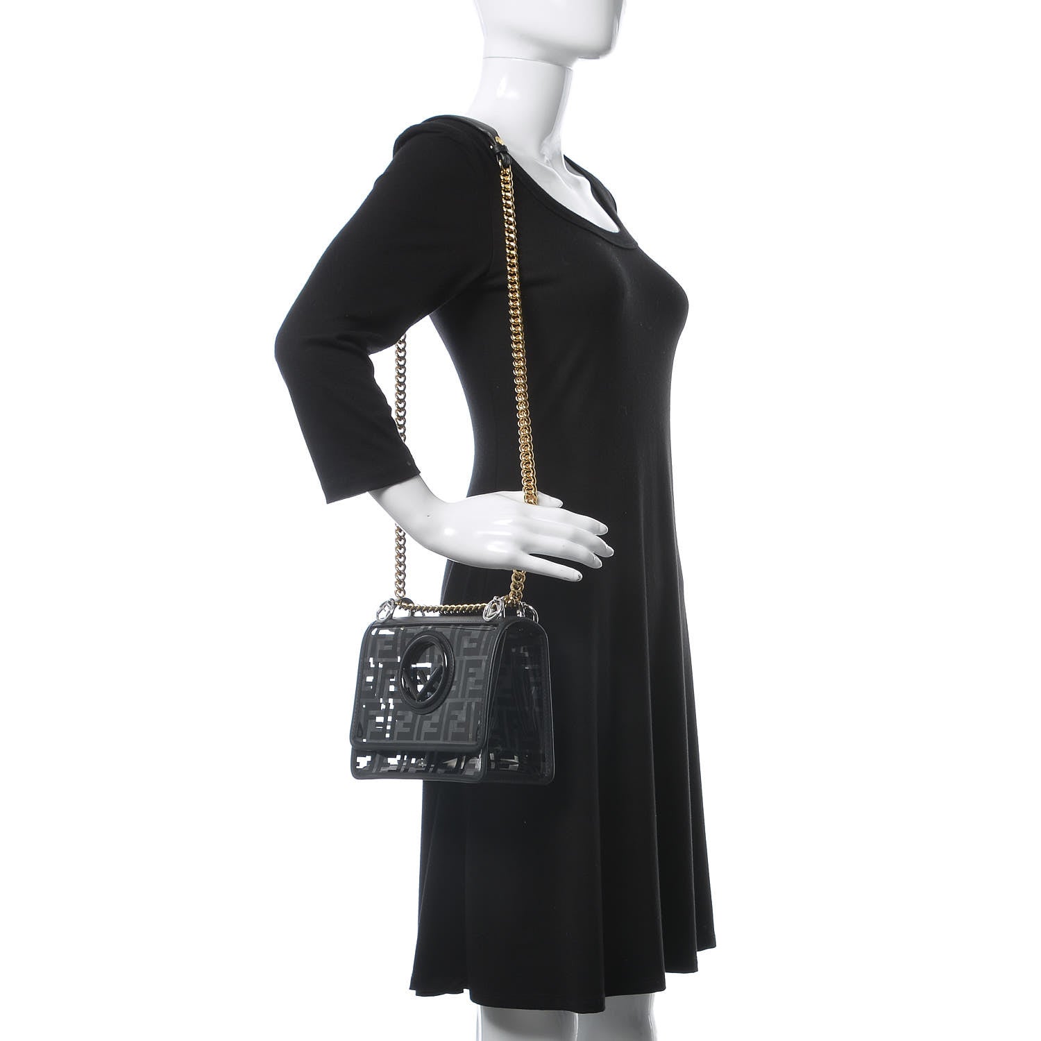 Fendi TPU FF Vitello Century F is Fendi Small Kan I Shoulder Bag Black 2 of 9