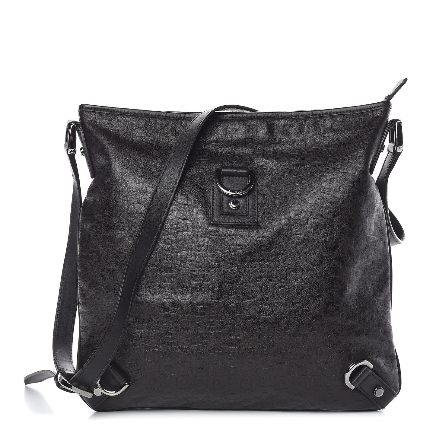 Calfskin Horsebit Embossed Abbey Messenger Dark Brown