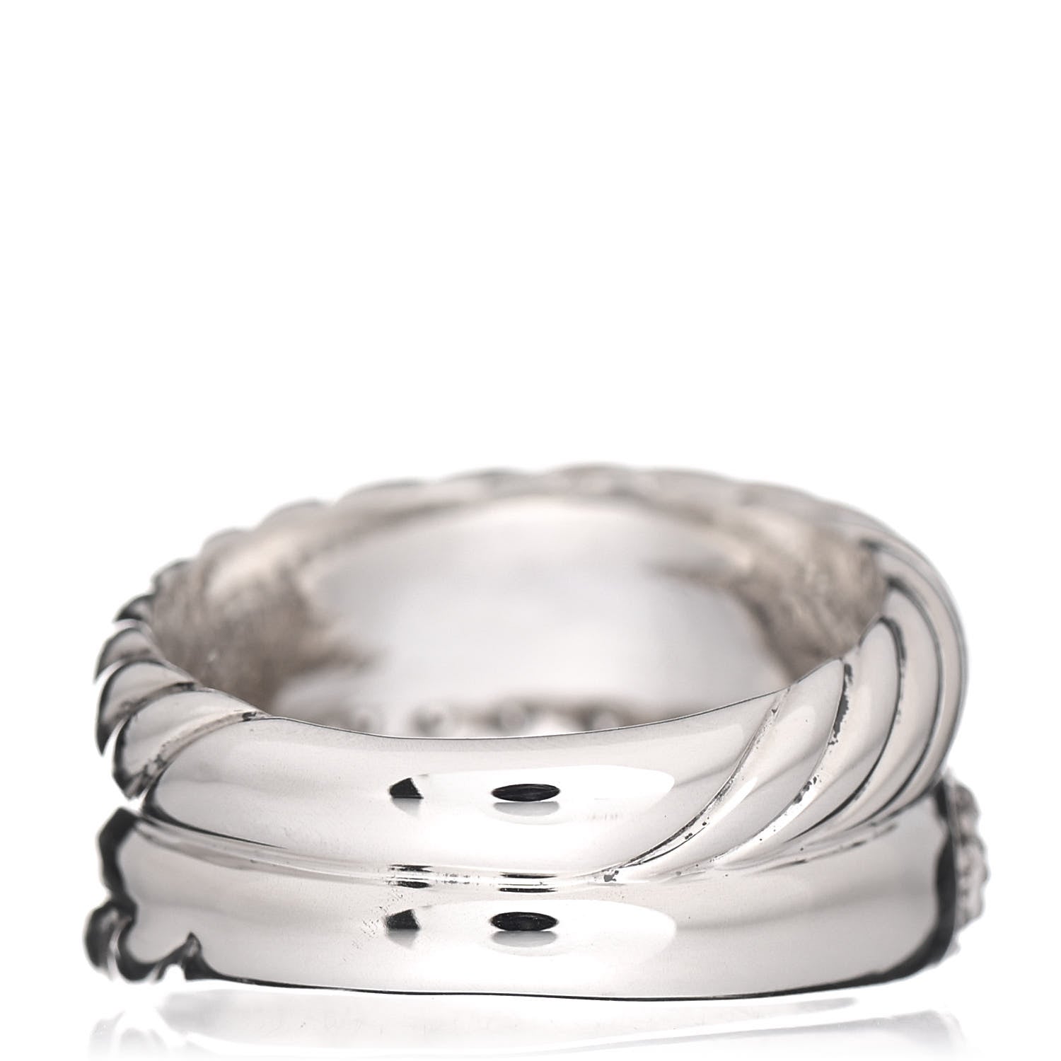 David Yurman Sterling Silver Diamond Thoroughbred Cable Wrap Ring 54 7 4 of 5