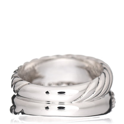 David Yurman Sterling Silver Diamond Thoroughbred Cable Wrap Ring 54 7 4 of 5