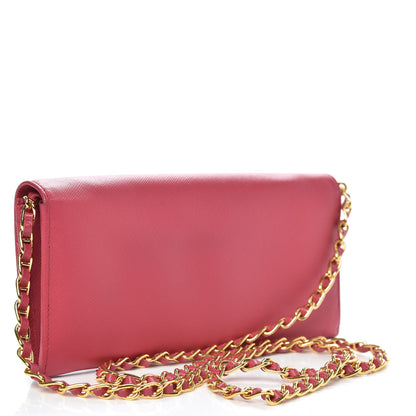 Prada Saffiano Metal Oro Chain Wallet Peonia 3 of 10