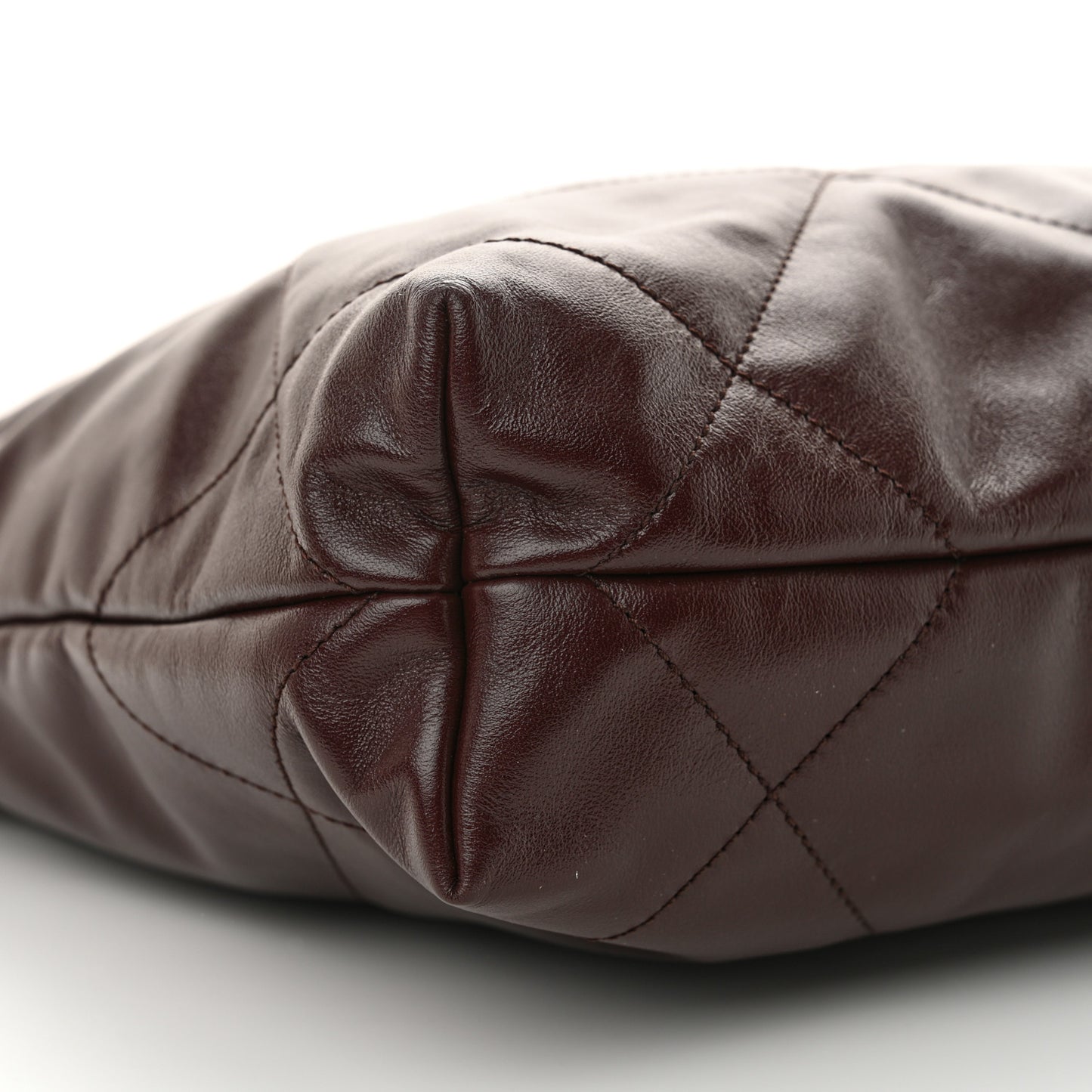 Shiny Calfskin Quilted Small Chanel 22 Dark Brown